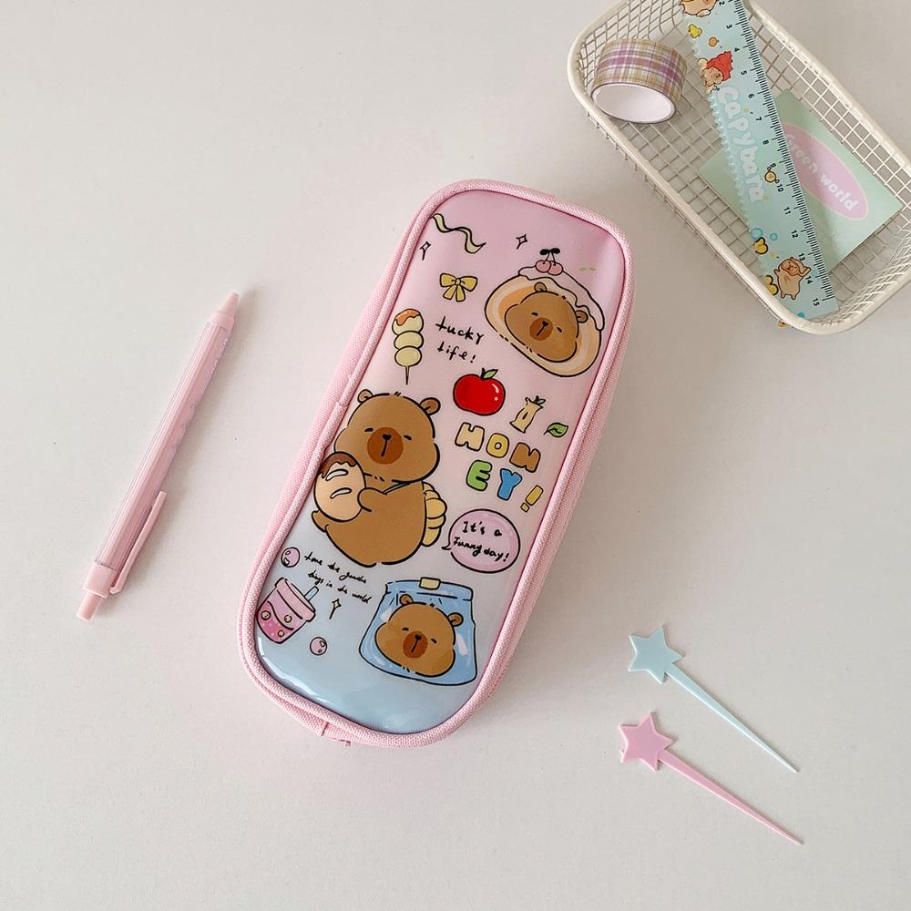 Large Capacity Capybara Pencil Case Desktop Storage Cartoon PVC Pencil Pouch  Children