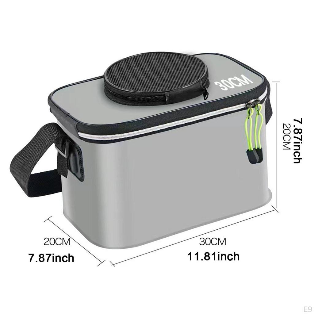 Składane Wiadro Wędkarskie z Paskiem na Żywe Ryby, Idealne na Wędrówki i Kemping