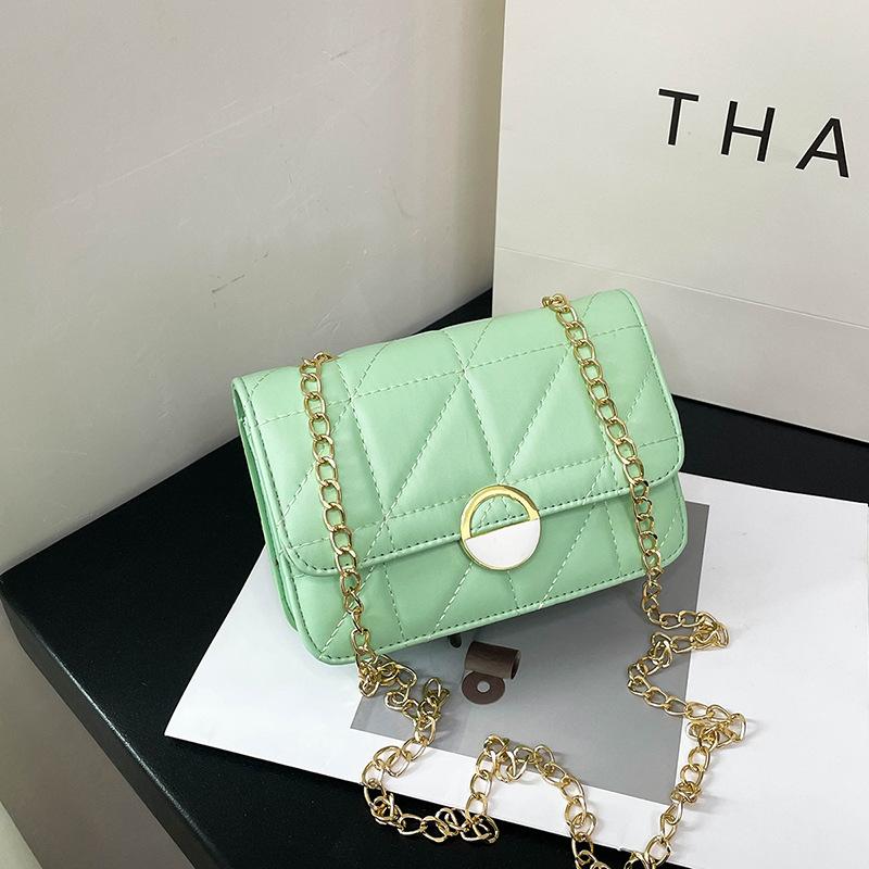 Premium Texture Commuter Chain Small Square Bag Women's Bag Summer New Solid Color Diamond Casual Shoulder Messenger Bag