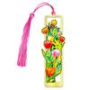 Elegant Floral Metal Bookmark with Tassel - Rose, Sunflower & Hydrangea Design