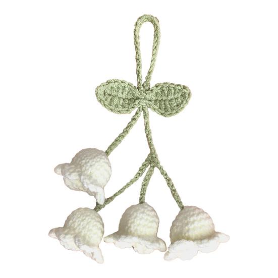 Keychain Pendant Tulip Flower Design Handwoven Yarn Crochet Key Chain Adjustable Rearview Mirror Hanging Car Decoration