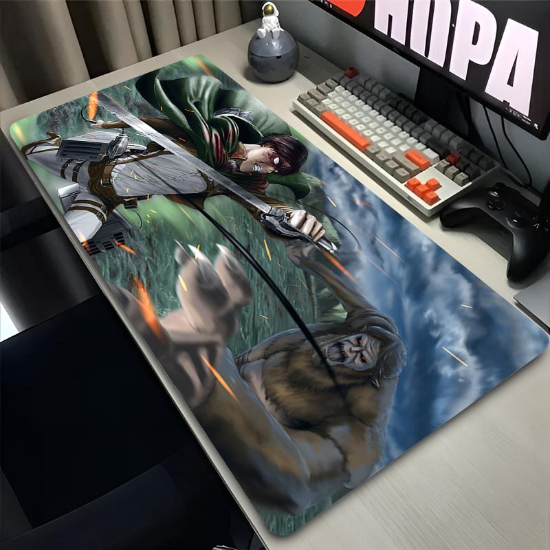 Mouse Pad Laptop Anime Extended Desktop Mat Computer Gamer HD Mousepad PC Gaming Accessories Aattack on Titan Levi Keyboard Pad