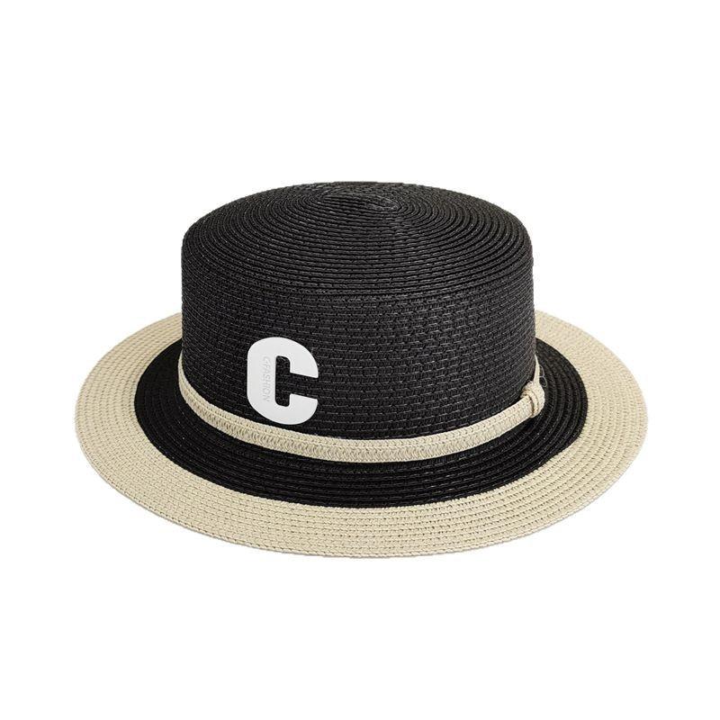 Straw Flat Top Top Hat Women's Summer  Retro Beach Vacation Sun Protection Straw Sun Hat Luxury Brand Panama Cap Wholesale