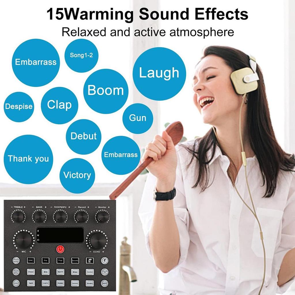 V8 Bluetooth Live Sound Card with BM-800 Microphone Compatibility for Mobile Phones