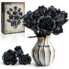 Roses Noires Bloc Fleur Ensemble de Construction Rose Simulée Florale Artificielle Mariage Décoration de Maison Bouquet Brique Jouet Cadeau pour Adultes