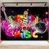 Disco Music Flash Stage Theme Party Photography Background, Adult Birthday Party, Home Decoration Photography Studio Background