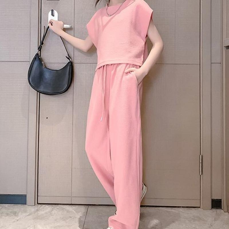 Girls' Summer Outfit Set Summer Fashion Stylish Casual Versatile Lady-like Short Sleeve Two Piece Set for Older and Middle-aged Children