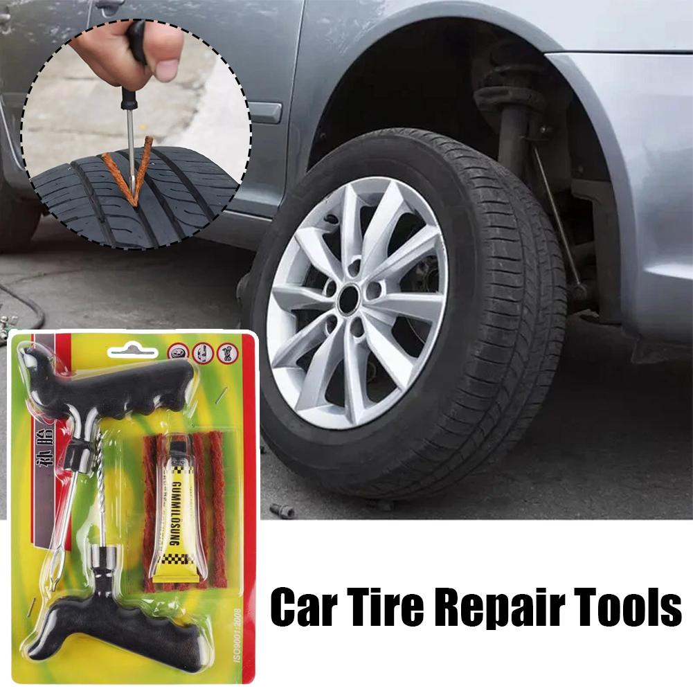 Car Tire Repair Tool Motorcycle Tubeless Wheel Tire Repair Kit Emergency Repair Tools Glue Strips Glue Quick Repair Supplies