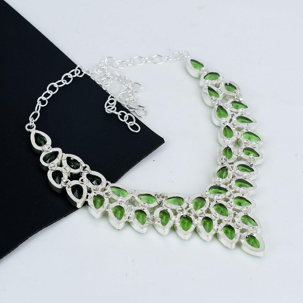 Amazing Chrysolite Gemstone Handmade 925 Sterling Silver Necklace, Chrysolite Silver Necklace For Wife, Unisex Necklace, Engagement Gift