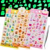 3D Cute Pukupuku Character Decorative Stickers of 3 Included Sticky for and Cell DIY Gifts for Kids and Luminous Stickers Stickers, (Set + Tweezers) -