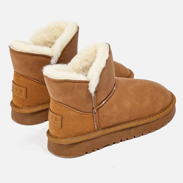 Damen Winter Schneestiefel mit Kunstfellfutter Plateau Kunstveloursleder Stiefeletten Chunky Warm Plüsch Schlupfstiefel Bequem Rutschfest Kurze Stiefeletten Schuhe für Damen