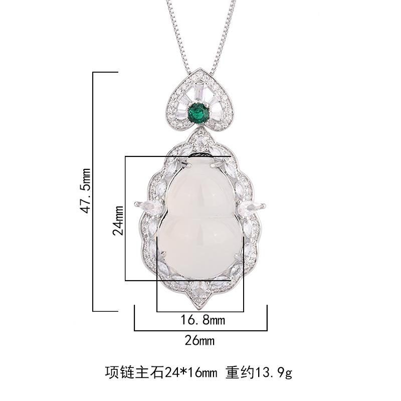 Jewelry Pendant Inlaid With White Ice Chalcedony Gourd Necklace Temperament Jade Pendant Pendant 16 * 24