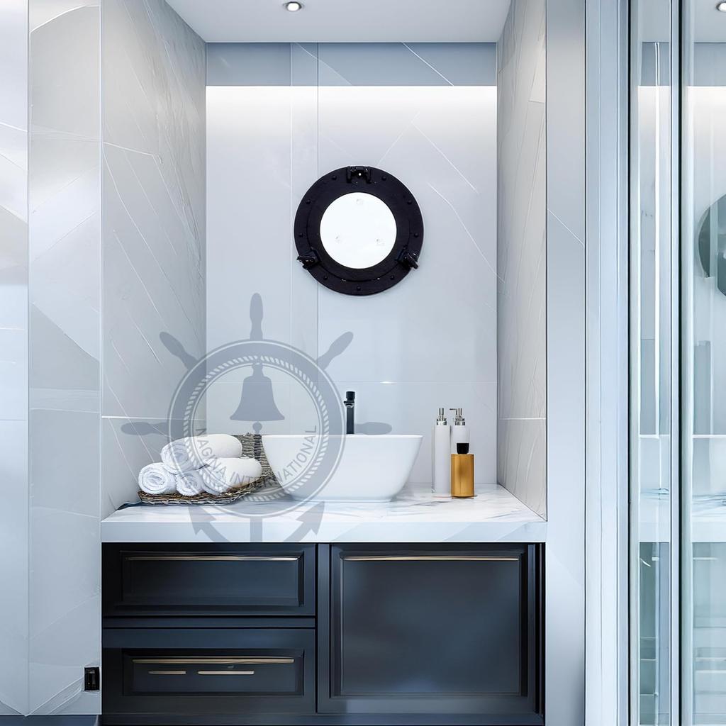 Nagina International 14" Nautical Ship Porthole Mirror with Iron Antique Finish QH5-ESX-IJS