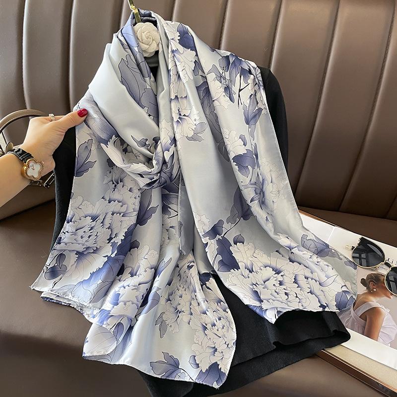 Autumn shawl outer fashion spring and autumn scarf women s new silk and satin dual-purpose versatile thin winter silk scarf long scarf