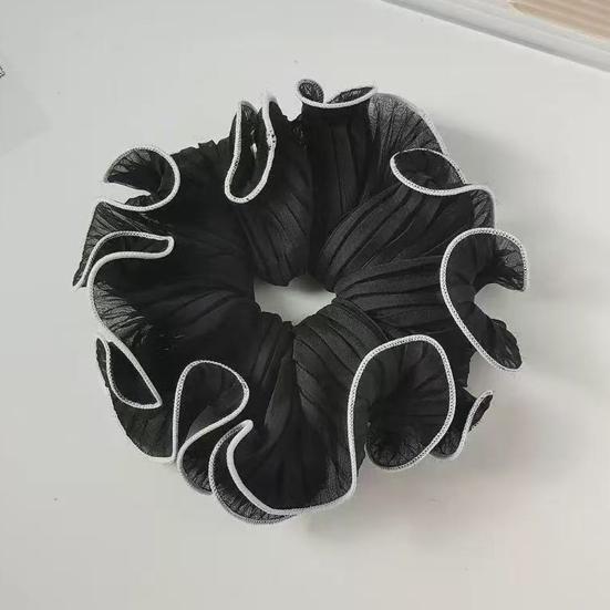 2Pcs Hair Ties for Women, Soft Fabric Oversized Hair Ropes, Ruffled Design Back Head Bun Hair Bands, Hair Accessories for Daily Life School Office
