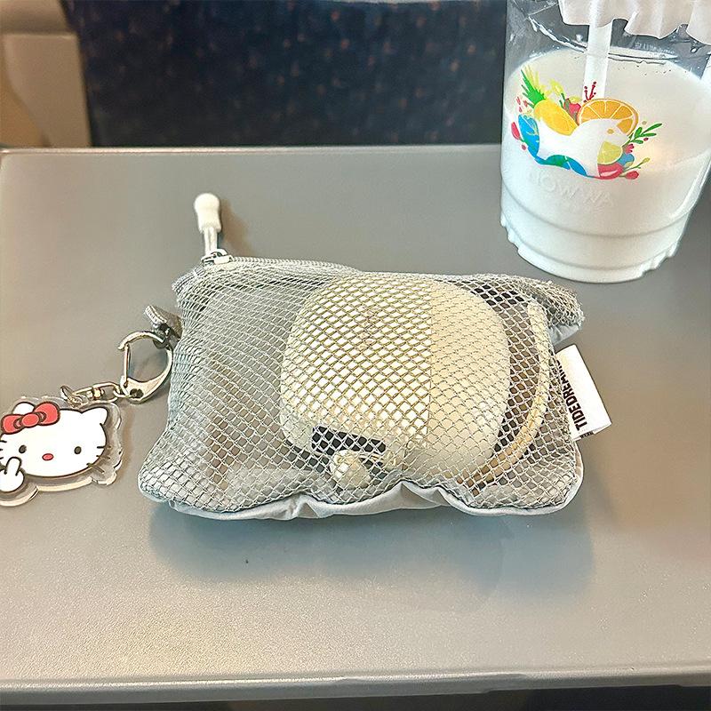 Mesh Cosmetic Bag Portable Mesh Storage Pouch Lightweight Sundries Storage Bag Multi-purpose Square Coin Purse with Zipper