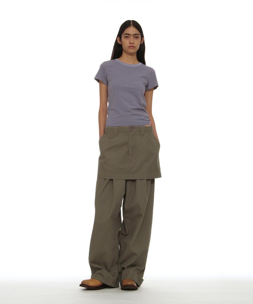 PARTIMENTO WOMEN Detachable Layered Chino Skirt Pants_Warm Gray