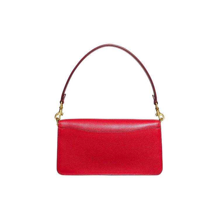 Coach Tabby 26 Flap Closure Side Slit Pocket Polished Pebble Leather Handheld Crossbody Shoulder Bag Medium Women Bags Bright-Red 73995-B4UP7