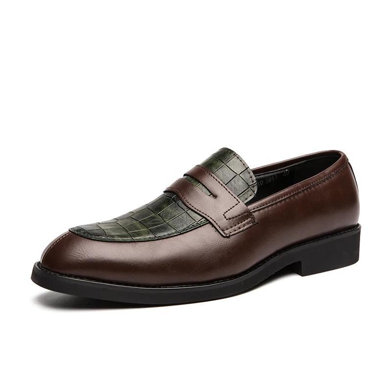 Fashion New Luxurious Classic Crocodile Pattern Business Shoes Men Designer Formal Dress Leather Shoes Men's Loafers Wedding Party Shoes