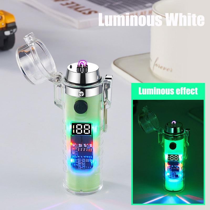 Rechargeable EDC Flashlight Portable Double Arc Lighters Keychain Light Outdoor Camping Hiking Gadgets Electric Lighter