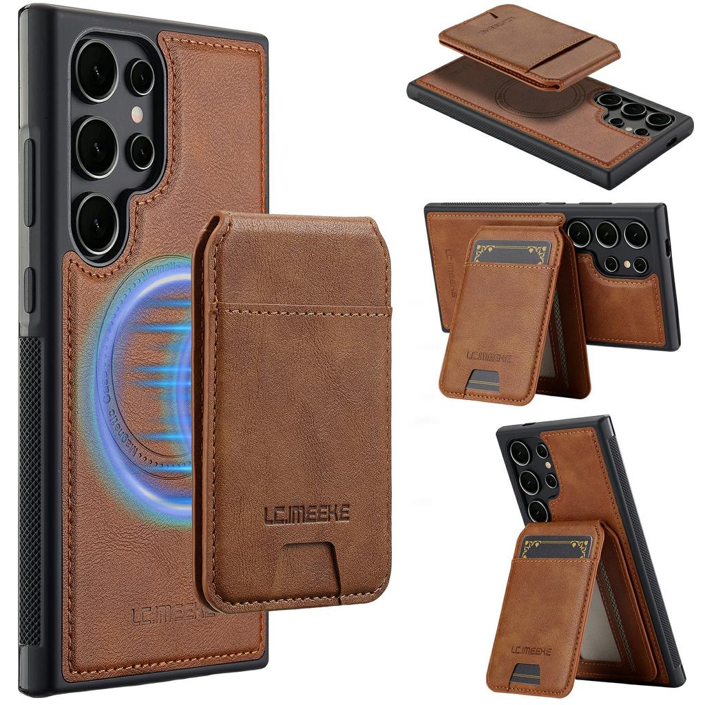 LC.IMEEKE L3 For Samsung Galaxy S26 Ultra Magnetic Case Detachable Card Holder Leather TPU Mobile Cover