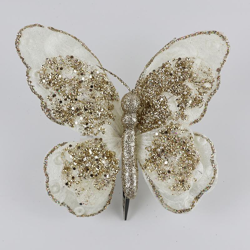 3D Double-Layer Gold Powder Butterfly Ornaments for Christmas Tree DIY Pendant