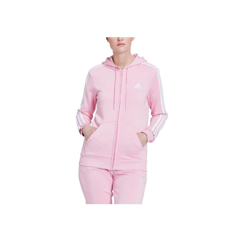 Adidas Essentials Full-Zip Hoodie Color Block Sports Casual Jacket Women Jacket Pink HL2059
