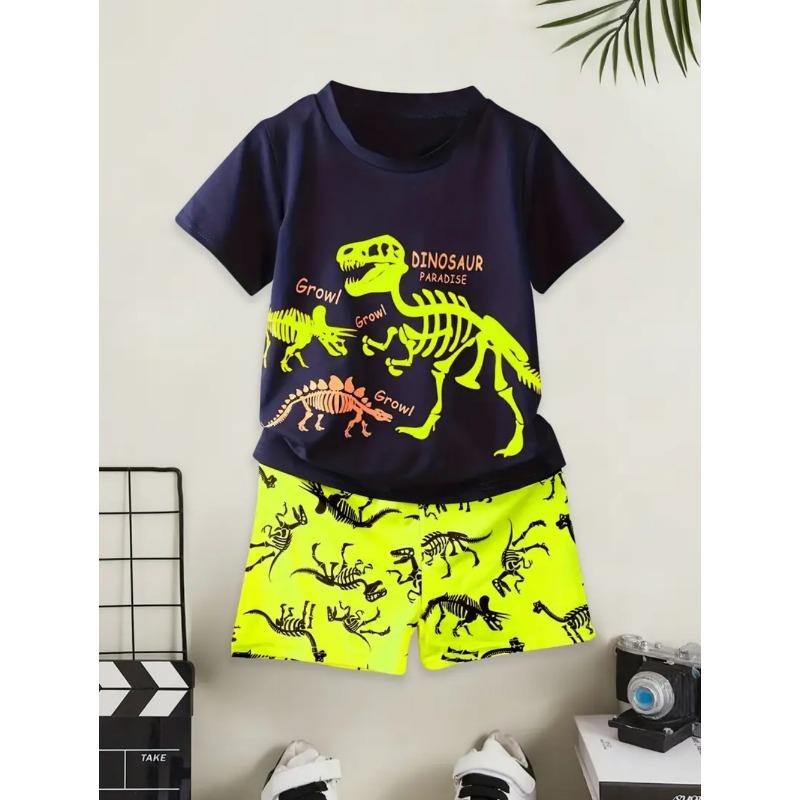 Cool Dinosaur Children's Set 3D Print Summer T-Shirt Casual O-Neck Kids Short Sleeve Tee Outdoor Comfortable Children's Clothing