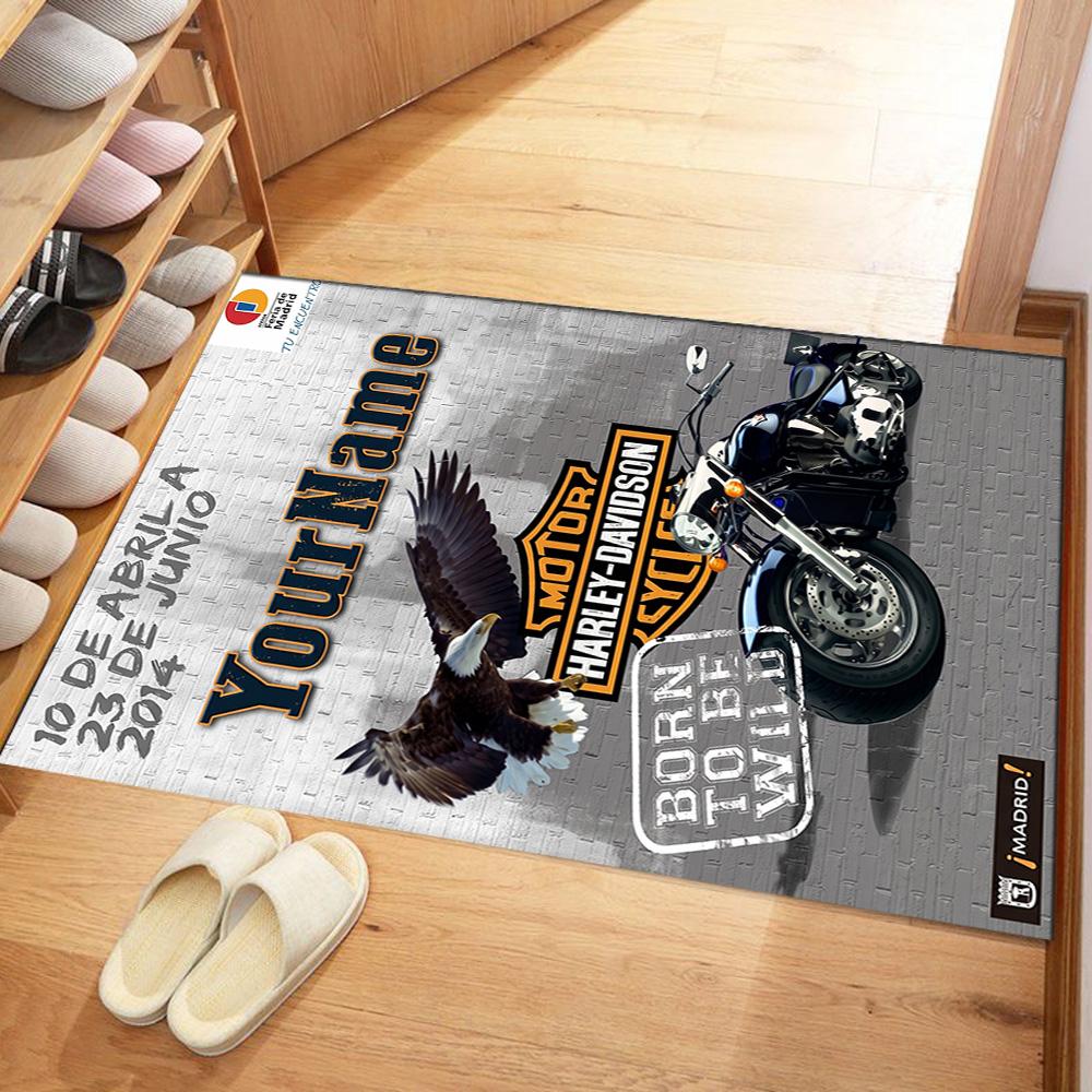 Harley-davidson Motorcycles Personalized Name Area Rug Design for Hallway Decorate room Kitchen Living Rooms Anti-slip Rug Anime Office Decor