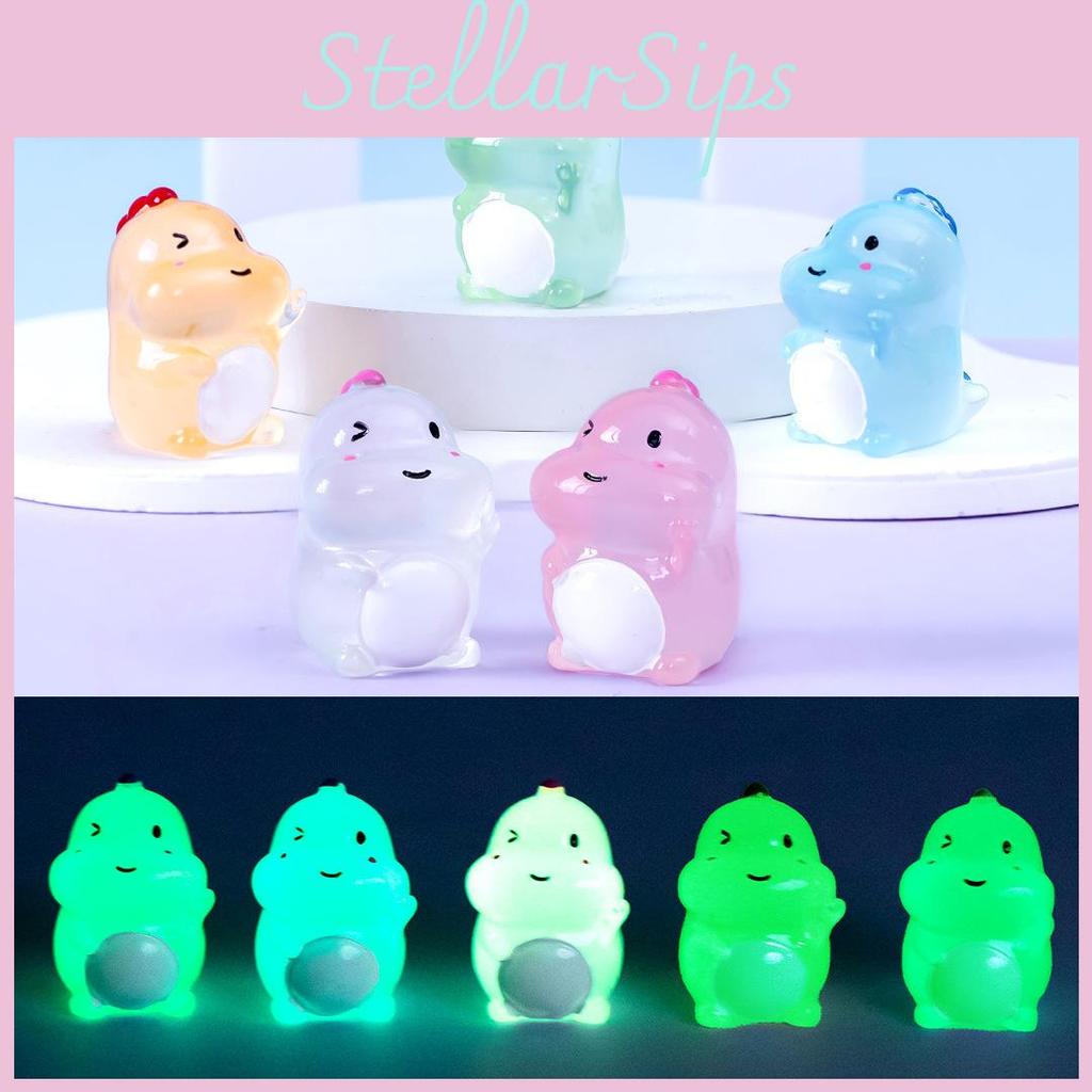 Entzückende im Dunkeln leuchtende Dinosaurier-Resinfiguren Bunte Cartoon-Schreibtischaccessoires