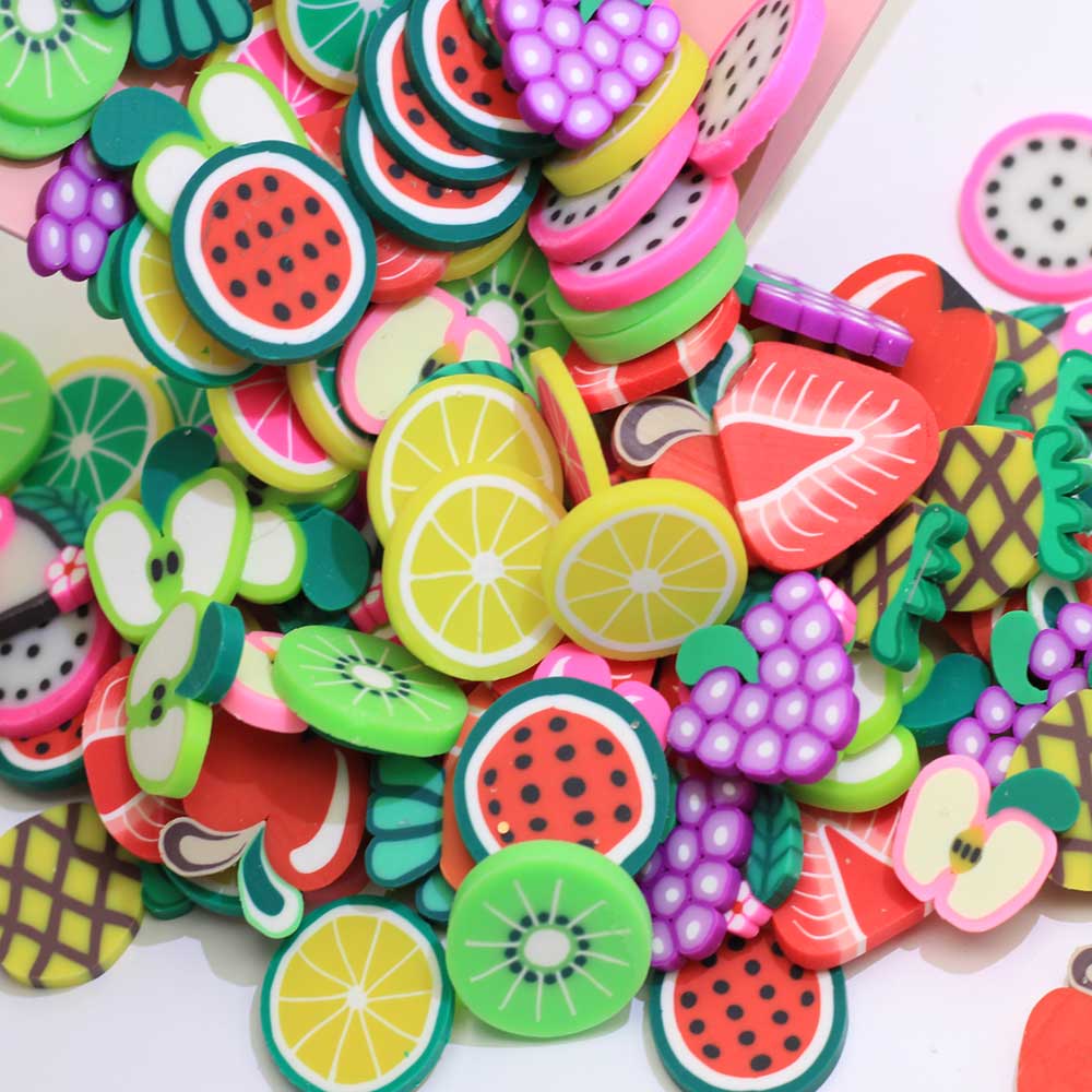 20*20*2mm Slime Füllung Erdbeere Polymer Clay Streusel für Kinder DIY Weicher Ton für Bastelton Nagelkunst Scrapbooking Dekoration DIY