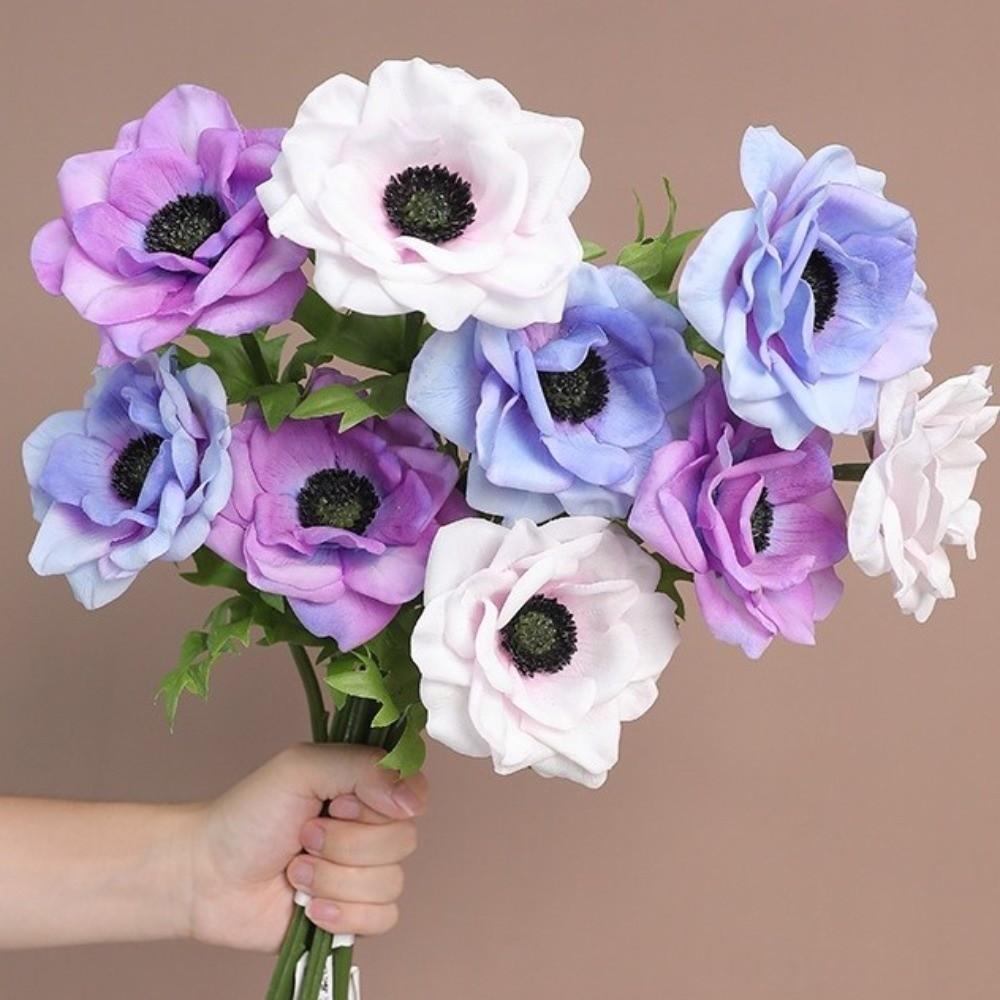 Real Touch Artificial Anemone Handmade Plastic Simulation Flowers Realistic Lifelike Fake Flower Plants Wedding Party Decor
