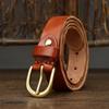 2,6 cm breiter gewaschener Damen-Gürtel Kupferschnalle Damen Reines Rindsleder Retro Plissiert Vielseitiger Jeansgürtel