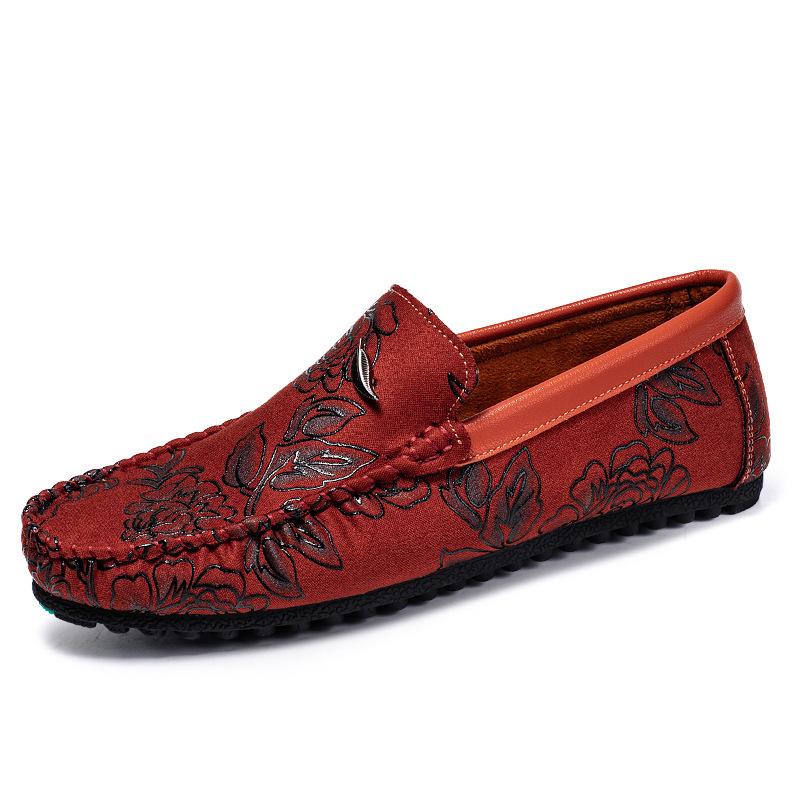 Men's Plus Size Rose Bean Soft Leather Casual Shoes - Red Pointed Toe Summer Trend