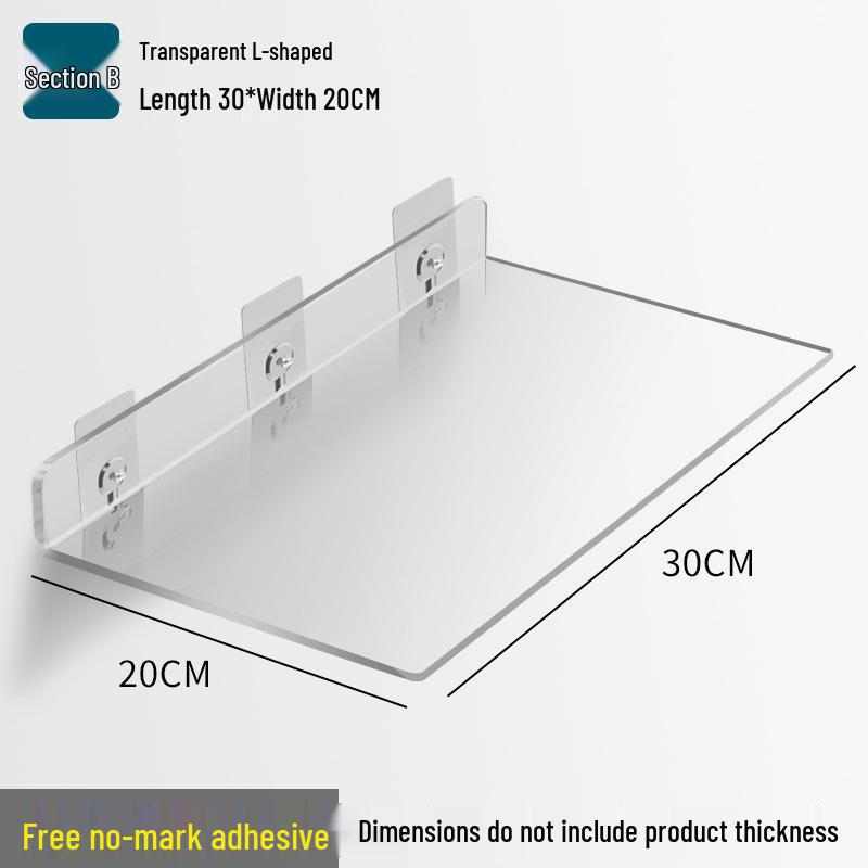Acrylic Wall-Mounted Bathroom Mirror Cabinet with No-Punch Shelf