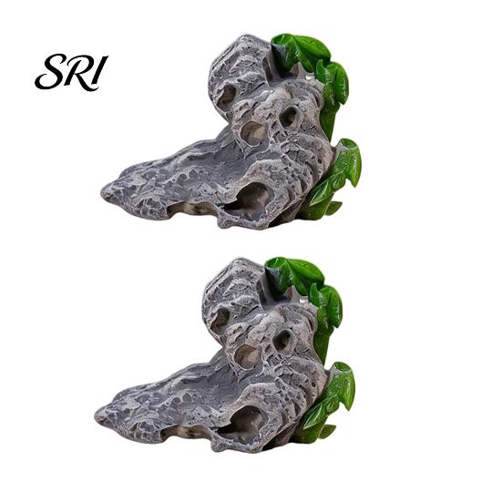 Miniature Rock Garden Decor 2 Pcs Stone Statue Resin Fake Models for Diorama Tranquil Zen Ornament Supplies Micro Train Landscape Railway Sand