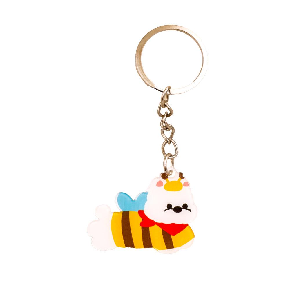 West Highland Terrier Cartoon Acrylic Keychain - Polka Dot Puppy Charm