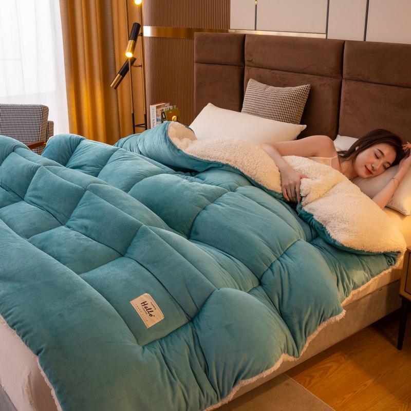 Double-Sided Lambswool Fleece Quilt: Thick, Warm Comforter for Winter, Spring, and Autumn