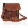 Goat Leather Messenger Bag: Personalized Tablet Satchel, Brown Crossbody