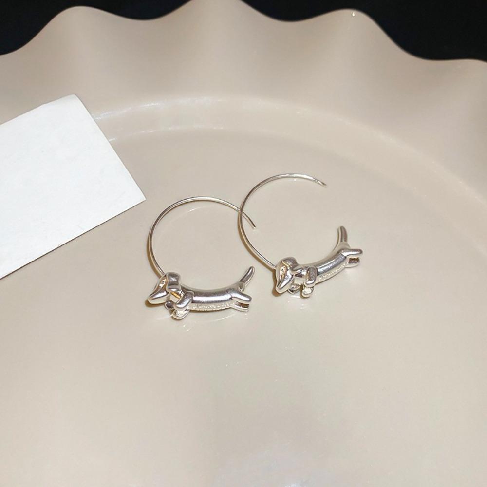 Cute Sausage Dog Earrings Unique Women's Ear Jewelry Trendy Dachshund Hoop Earrings  Ladies