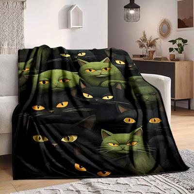 1pc Cat Kitty Print Blanket   Lightweight Flannel Throw Blanket For Sofa, Bed, Living Room, Office, Outdoor Travel, Camping