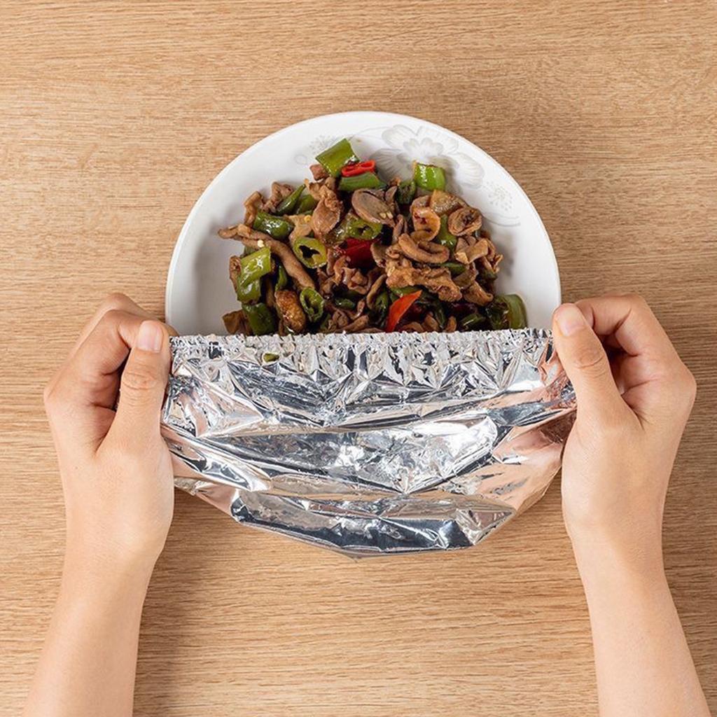 Wiederverwendbare Thermische Aluminiumfolie 120 Stück - Dehnbare Abdeckungen in Lebensmittelqualität für Schüsseln, Töpfe, Pfannen - Küchen-Aufbewahrung & Meal Prep