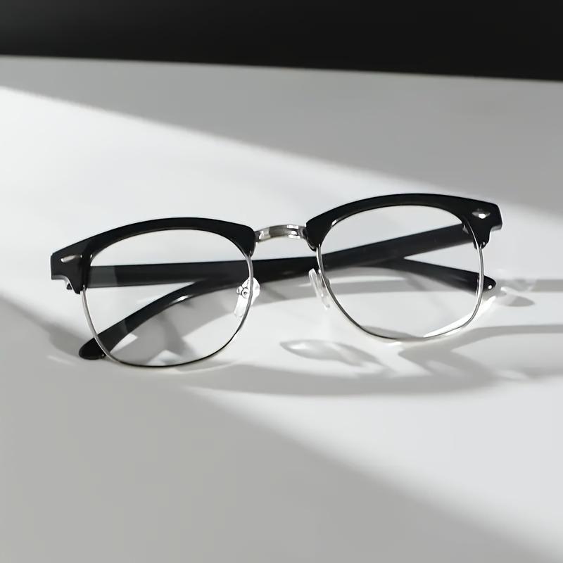 Men's Fashion Glasses Oval Half Frame Durable PC Material Suitable for Daily Commuting Home Use