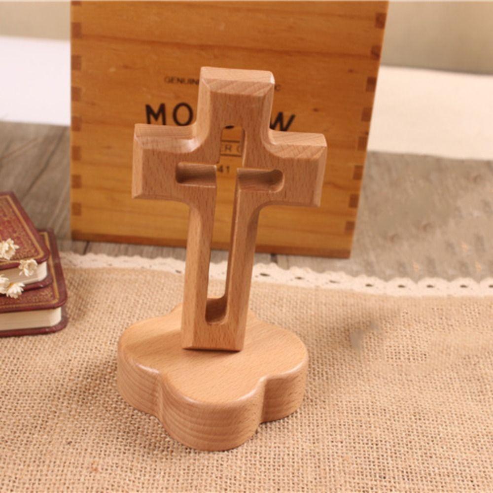 Standing Wooden Crosses Vintage Crucifix Sculpture Art Religious Crosses Ornament  Easters Faith