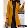 IHUASU Women's Vintage Casual Solid Color Print Autumn Winter Long Sleeve POLO Neck Jackets & Coats Elegant