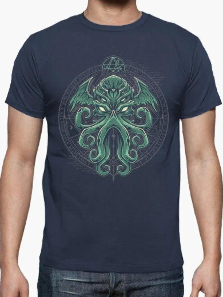 Novelty Great Cthulhu Graphic TShirt 100 Cotton ONeck Summer Short Sleeve Casual Mens Tshirt Size S3XL