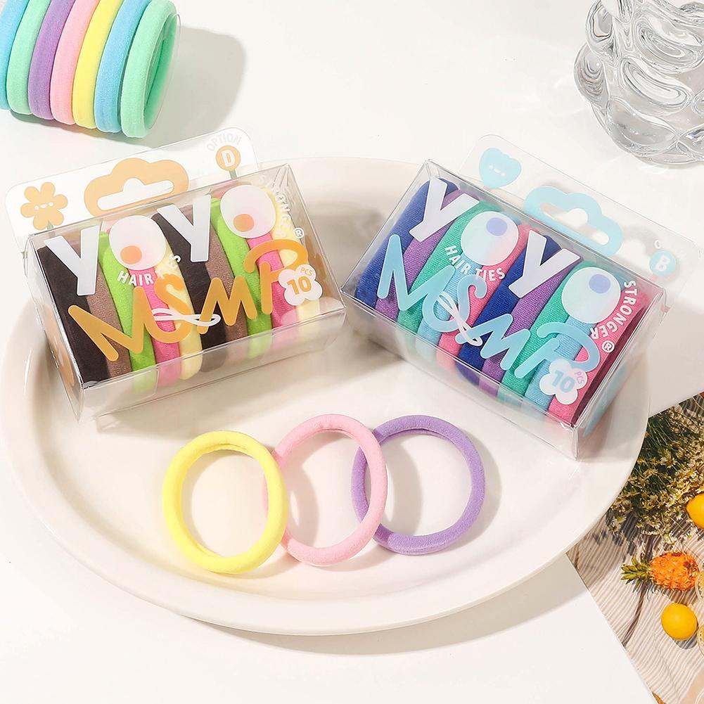10pcs/set Simple Mixed-color Hair Tie Soft Seamless Highly Elastic Durable Rubber Band Hair Rope Headwear Hair Accessories