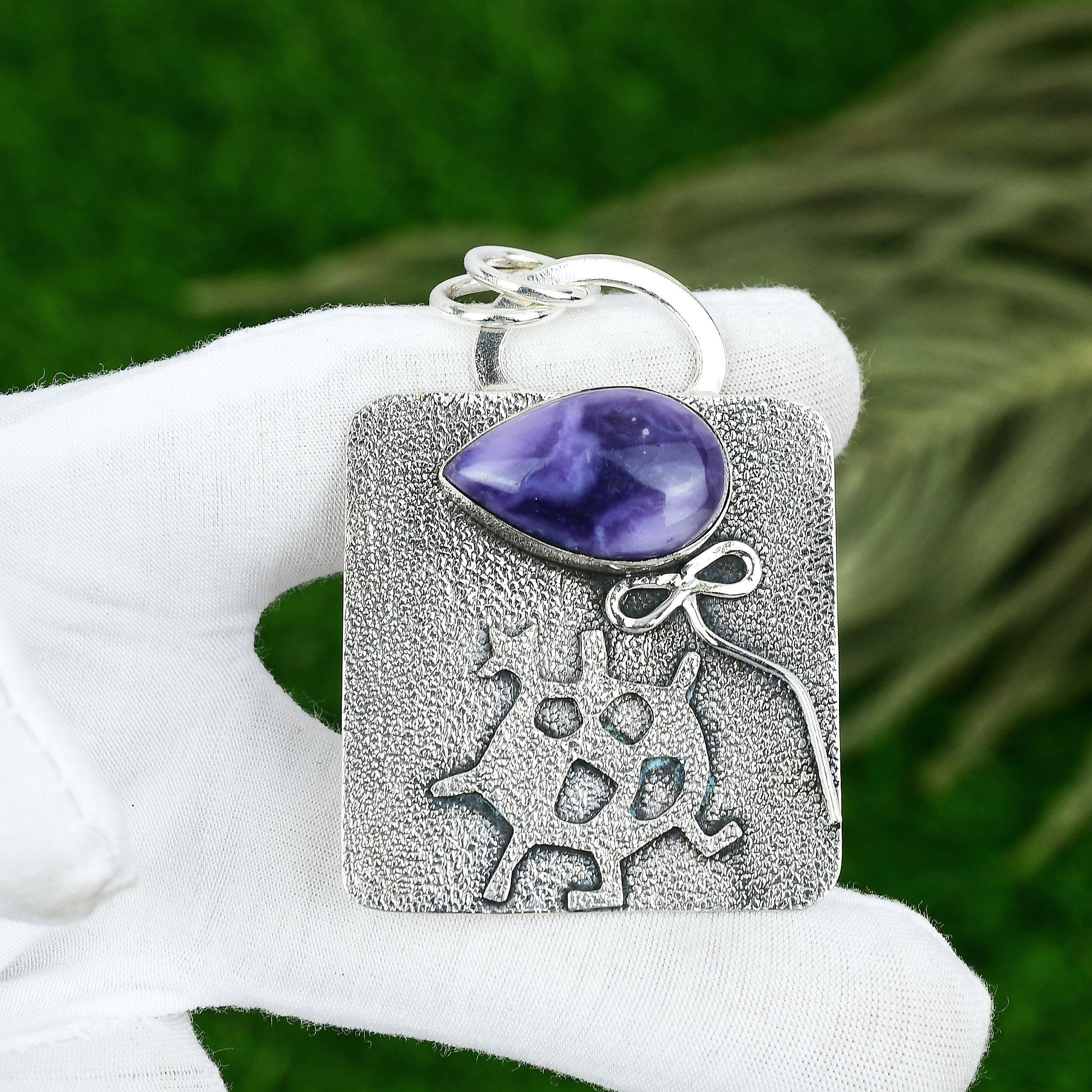 Sisters Day Deal 925 Sterling Silver Russian Charoite Gemstone Wedding Pendant