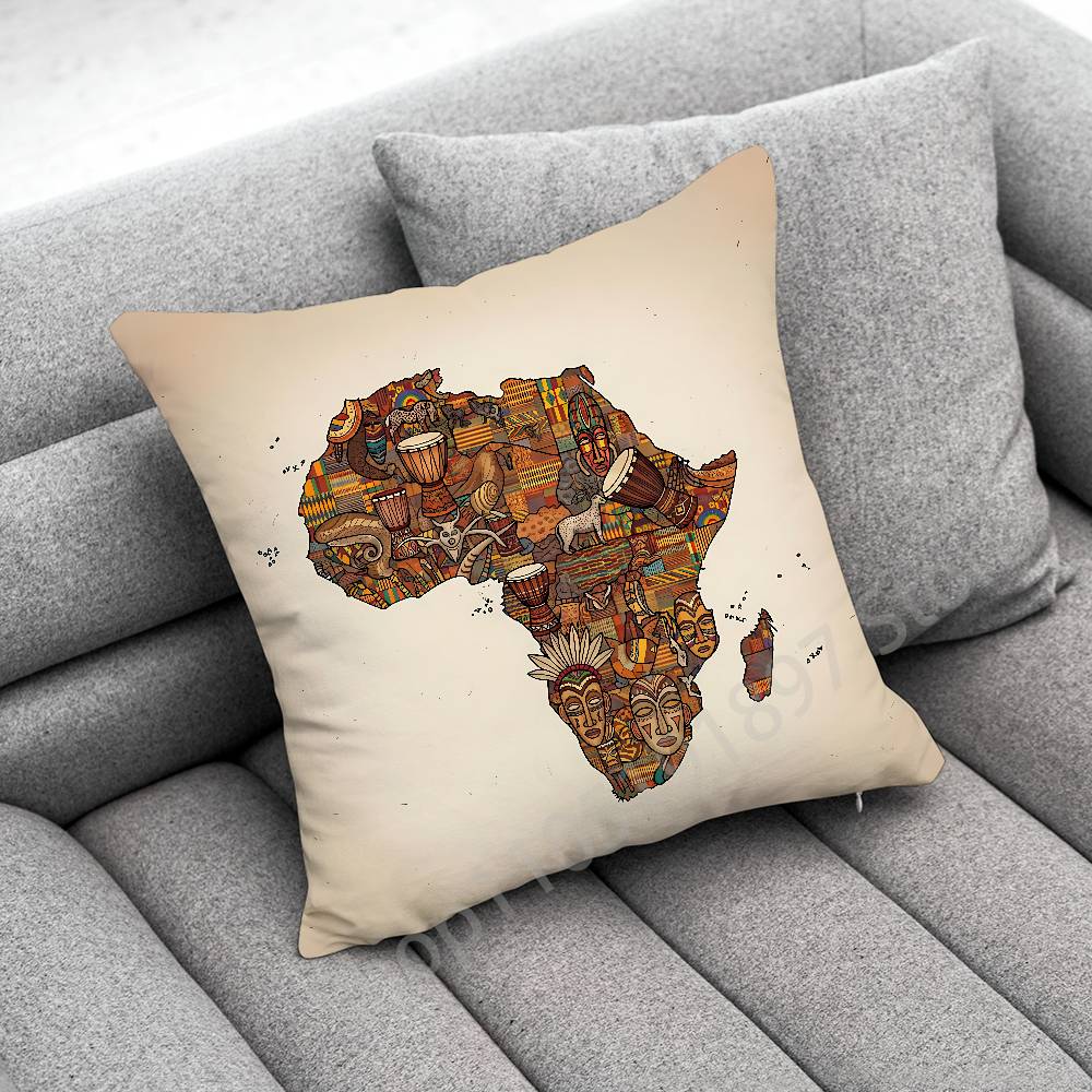 Africa Map ART Throw Pillow Case For 50x50cm 40x40cm 55x55cm 45x45cm 30x30cm Square Bedroom Pillowcase Cover