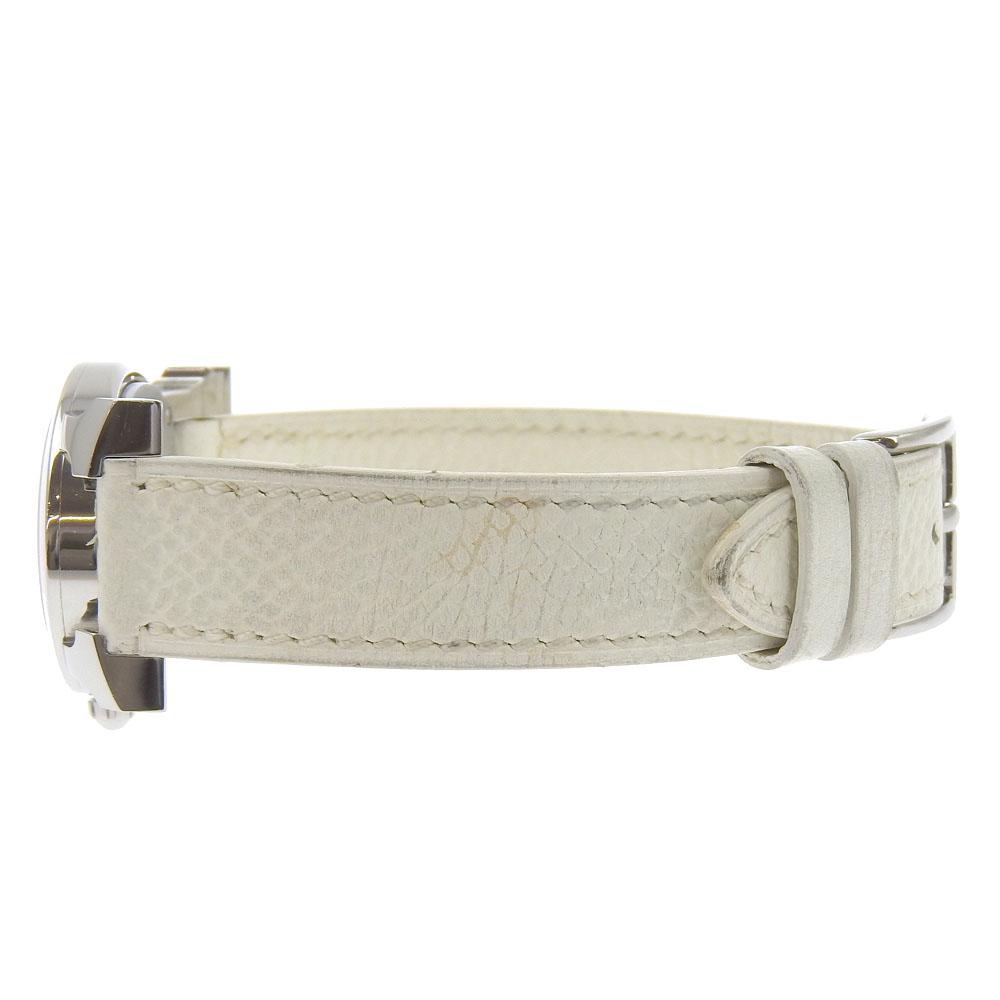 Hermes Heure H Watch Rondo Watches HR1.210 WhiteDial Stainless Steel/Embossed Leather Quartz Analog Display Women Used